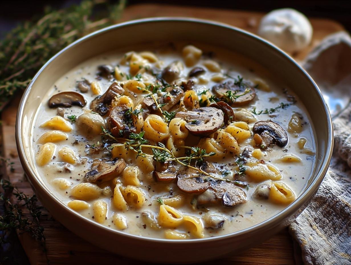 Creamy Mushroom Pasta Soup - ingredients laid out before cooking