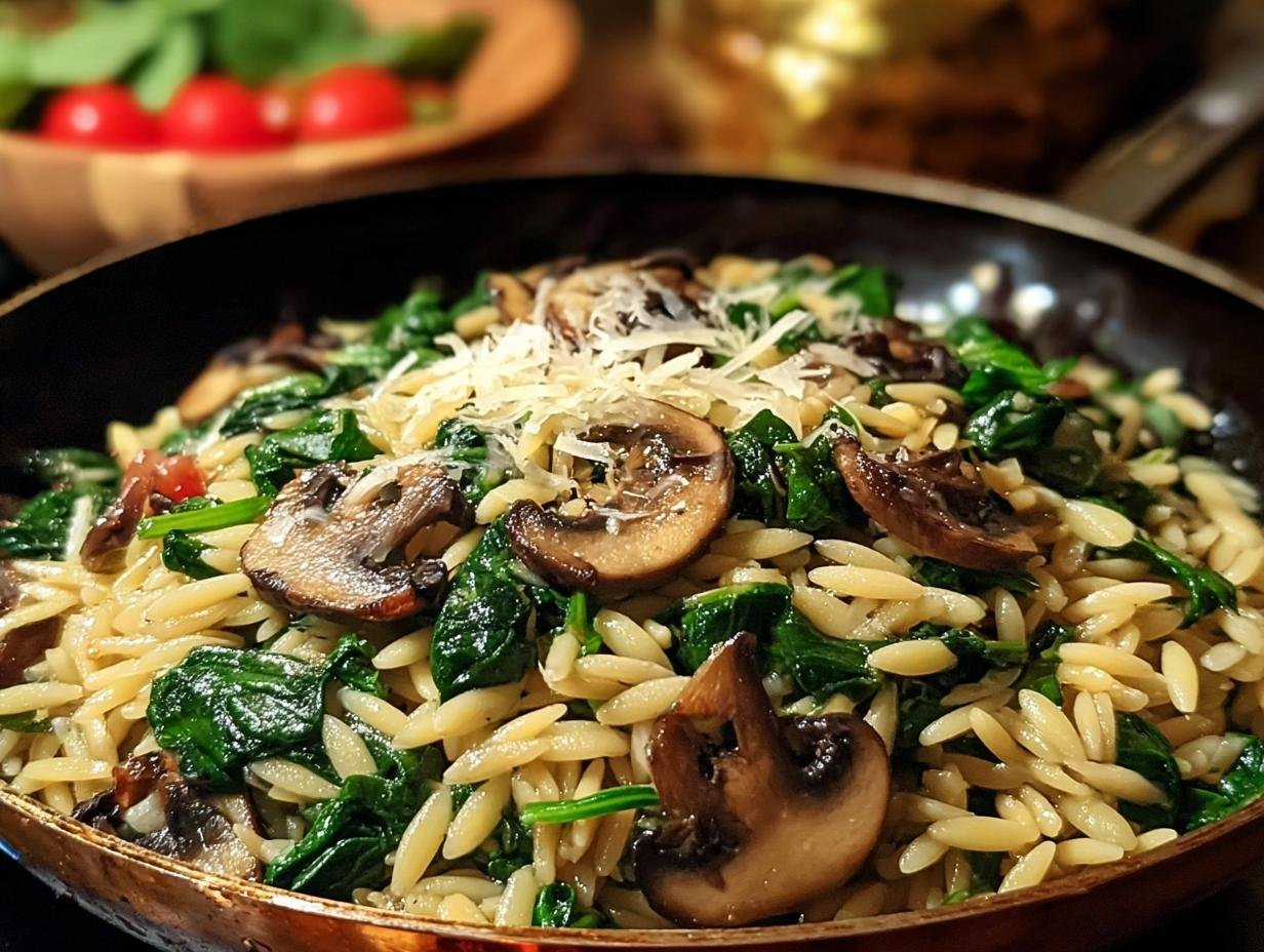 Creamy Spinach Mushroom Orzo: 30 Min Magic - Creamy Spinat Pilz Orzo - additional detail