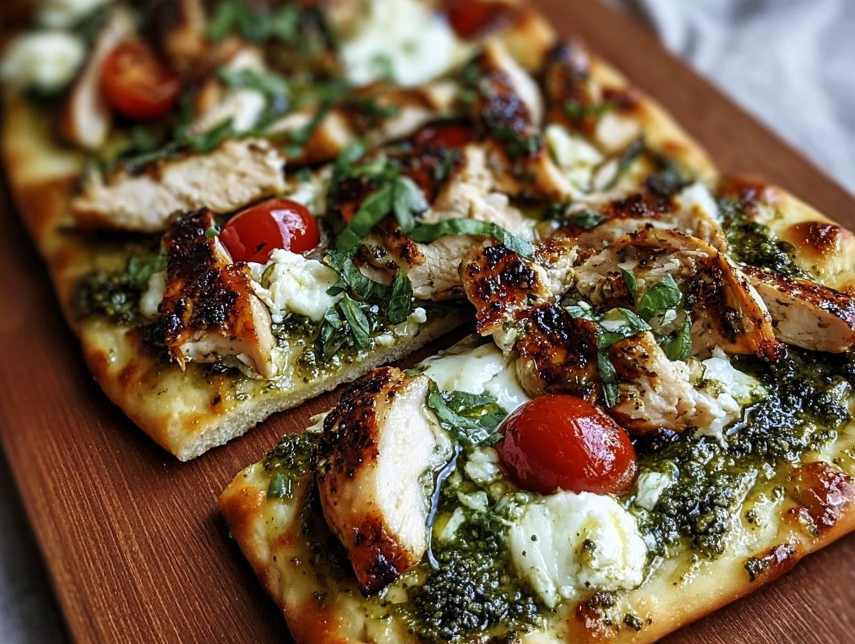 Amazing Pesto Chicken Flatbread in 30 Minutes - Pesto Chicken Flatbread - additional detail