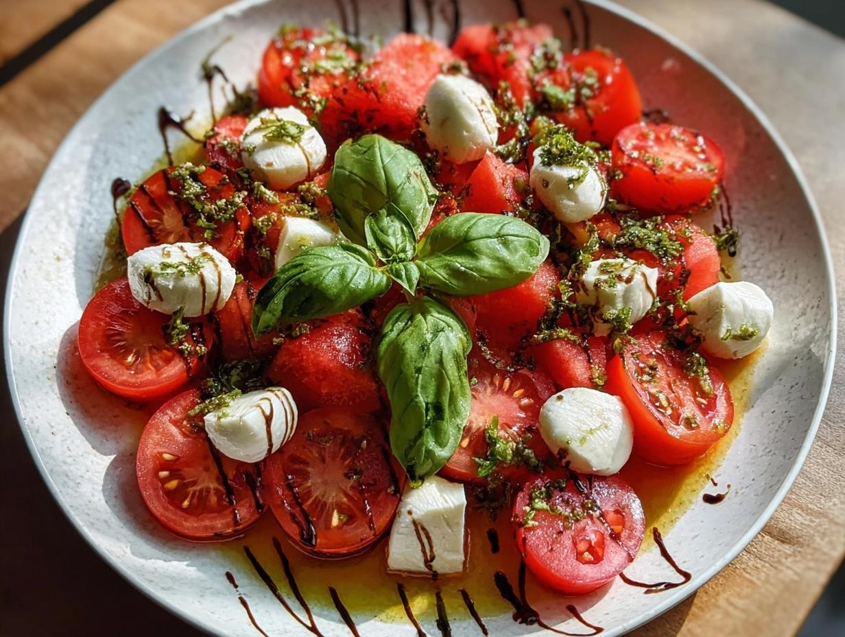 Watermelon Tomato Mozzarella Salad: Amazing Summer Freshness - Watermelon Tomato Mozzarella Salad - additional detail