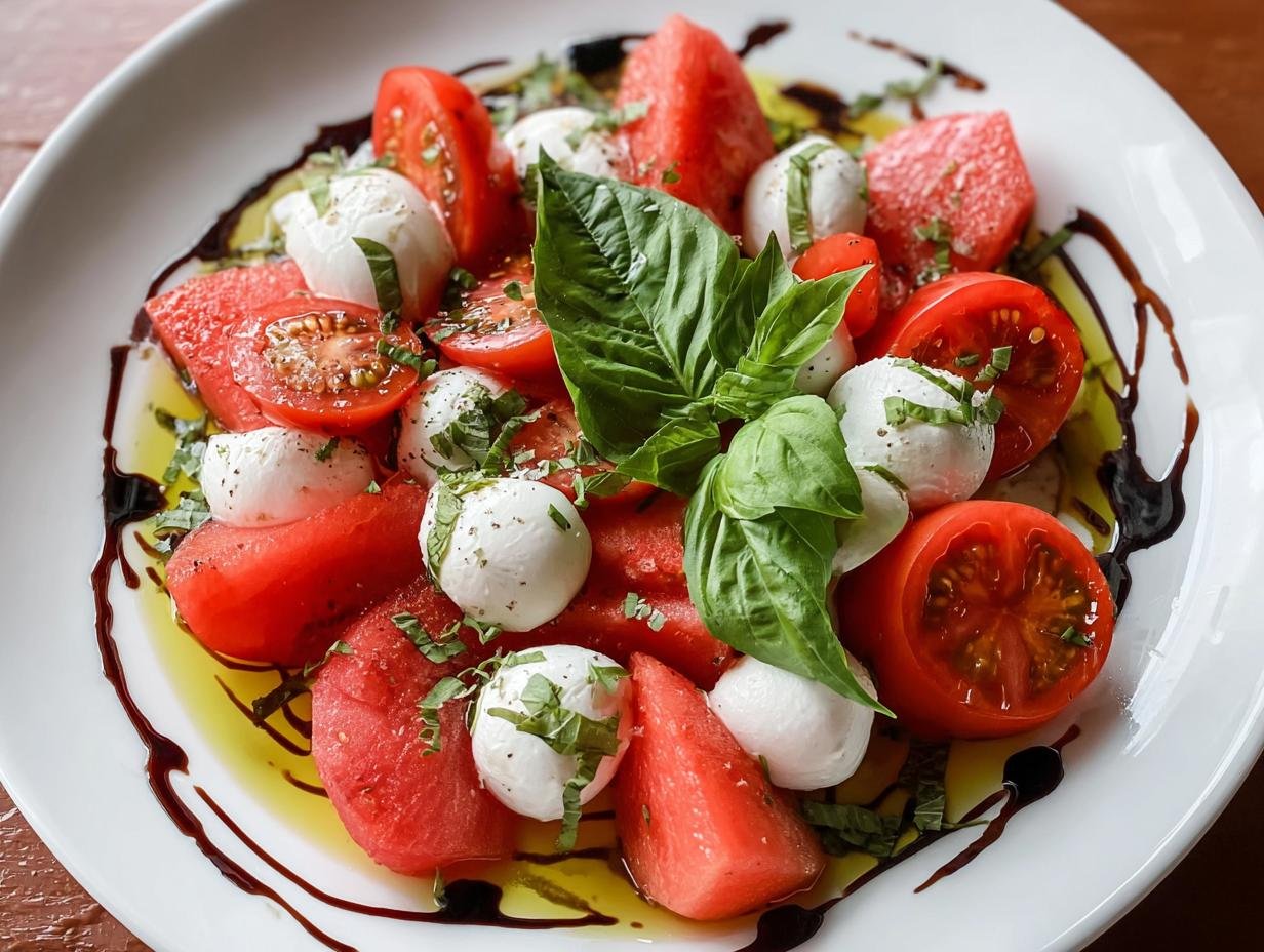 Watermelon Tomato Mozzarella Salad