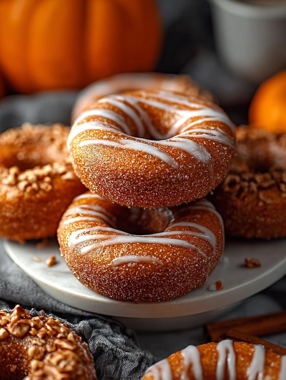 Delicious Baked Pumpkin Donuts with cinnamon sugar coating on a cooling rack, ready to be enjoyed