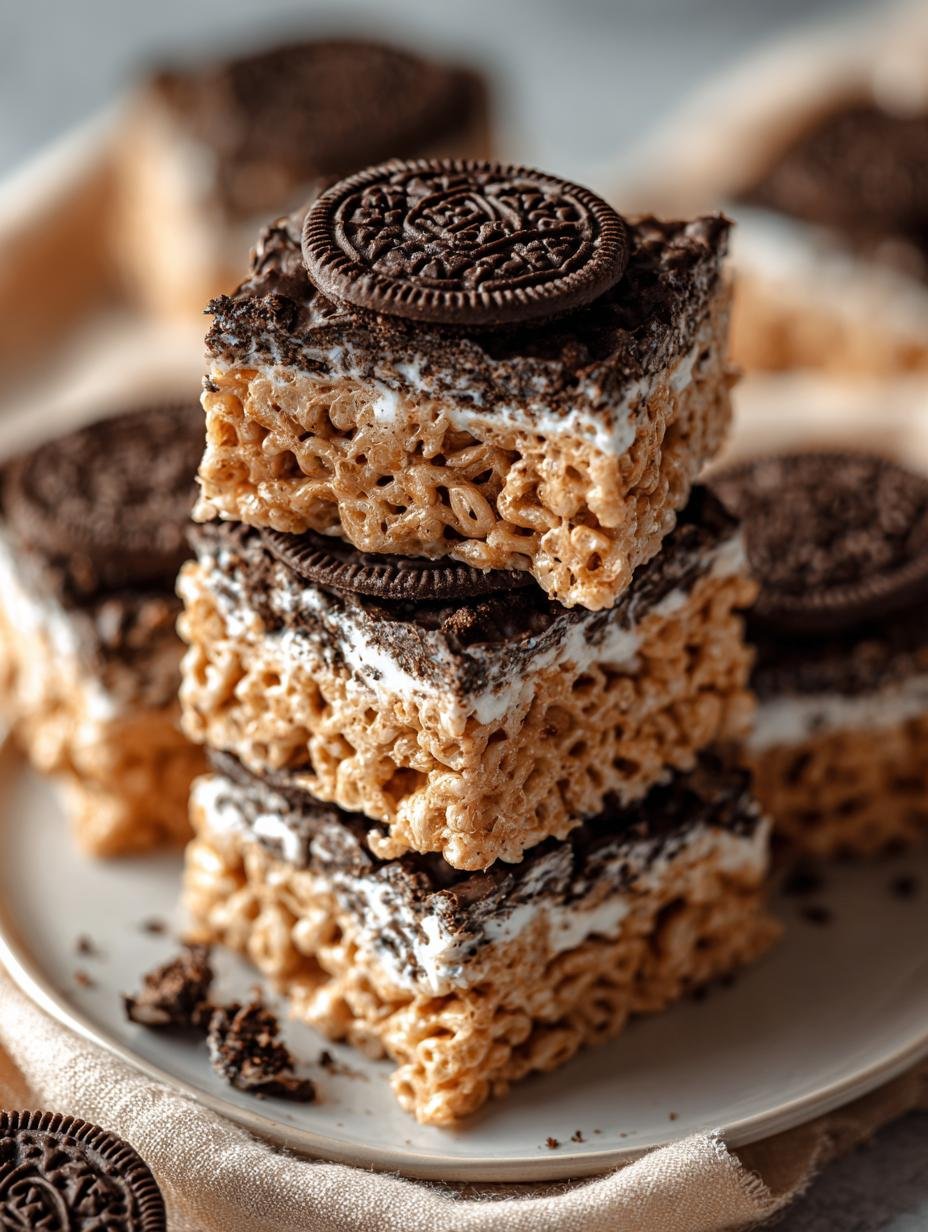 Delicious Brown Butter Oreo Rice with Oreos on top