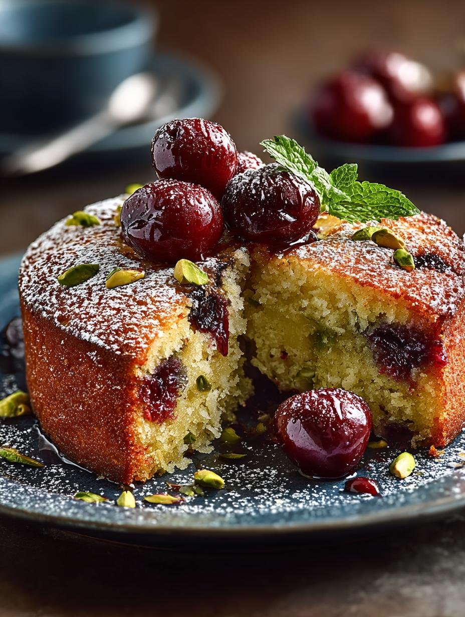 Cherry Pistachio Olive Oil Cake for Sweet Celebrations - Cherry Pistachio Olive Oil - main visual representation