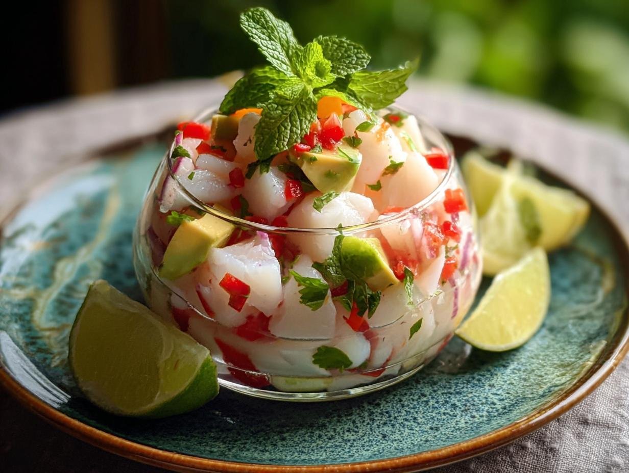 Cod Ceviche: Amazing 3 Lime Recipe - Assembled Cod Ceviche in Serving Glasses