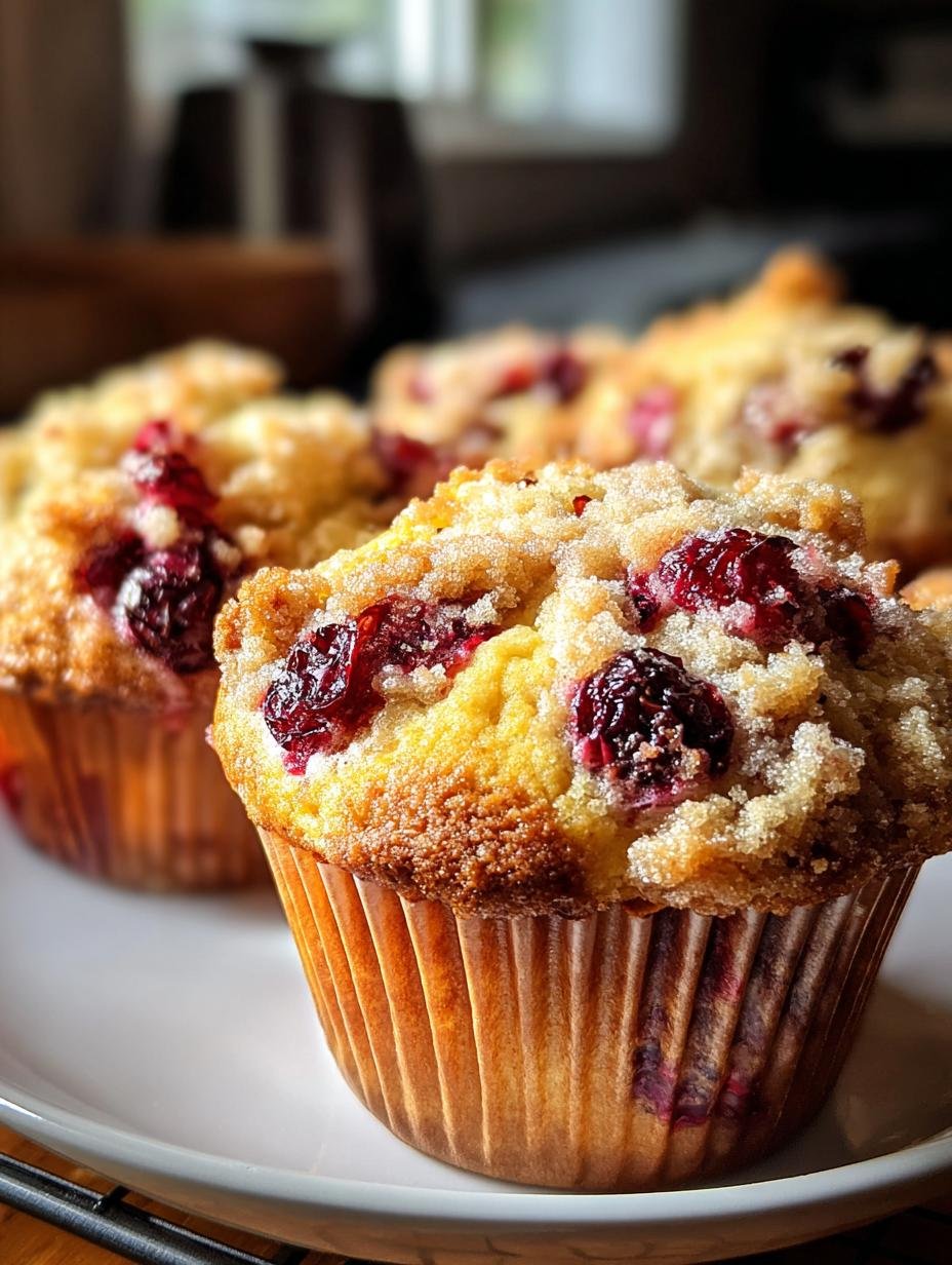 Irresistible Cranberry Orange Muffins: 1 Grand Recipe - close-up of a single cranberry orange muffin showing its tender crumb and streusel