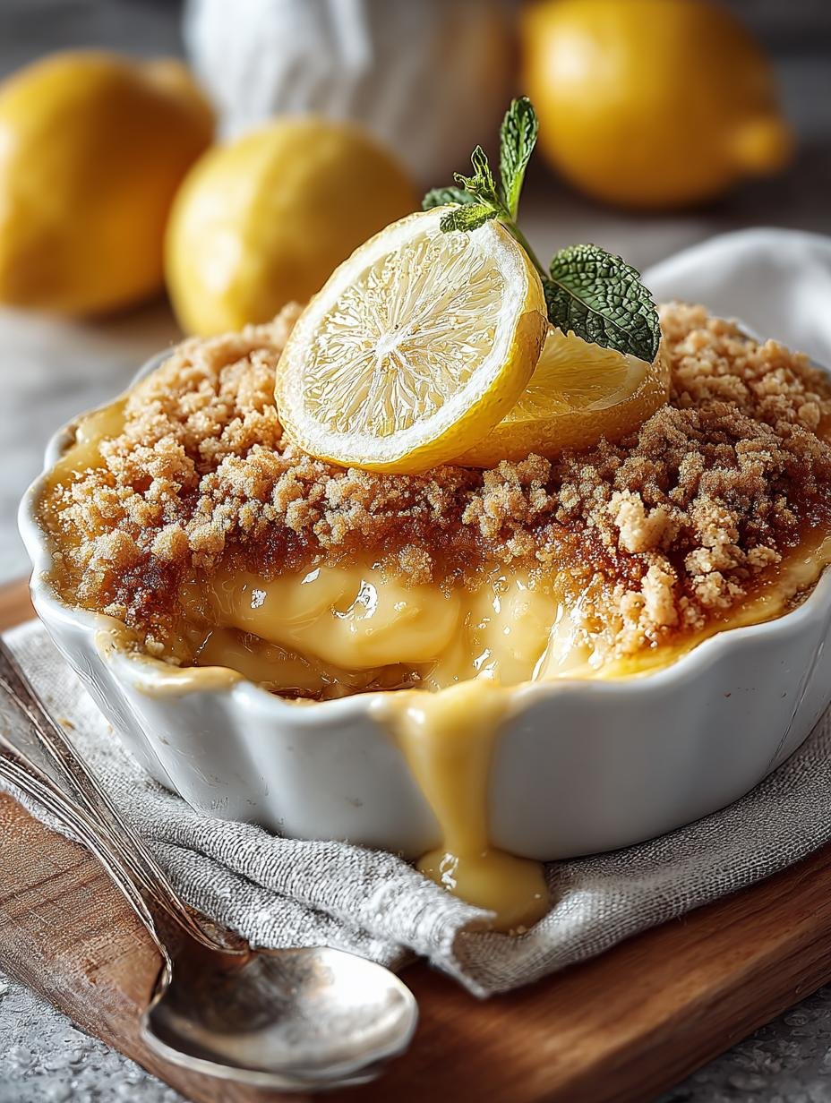 Lemon Curd Crumble Pudding