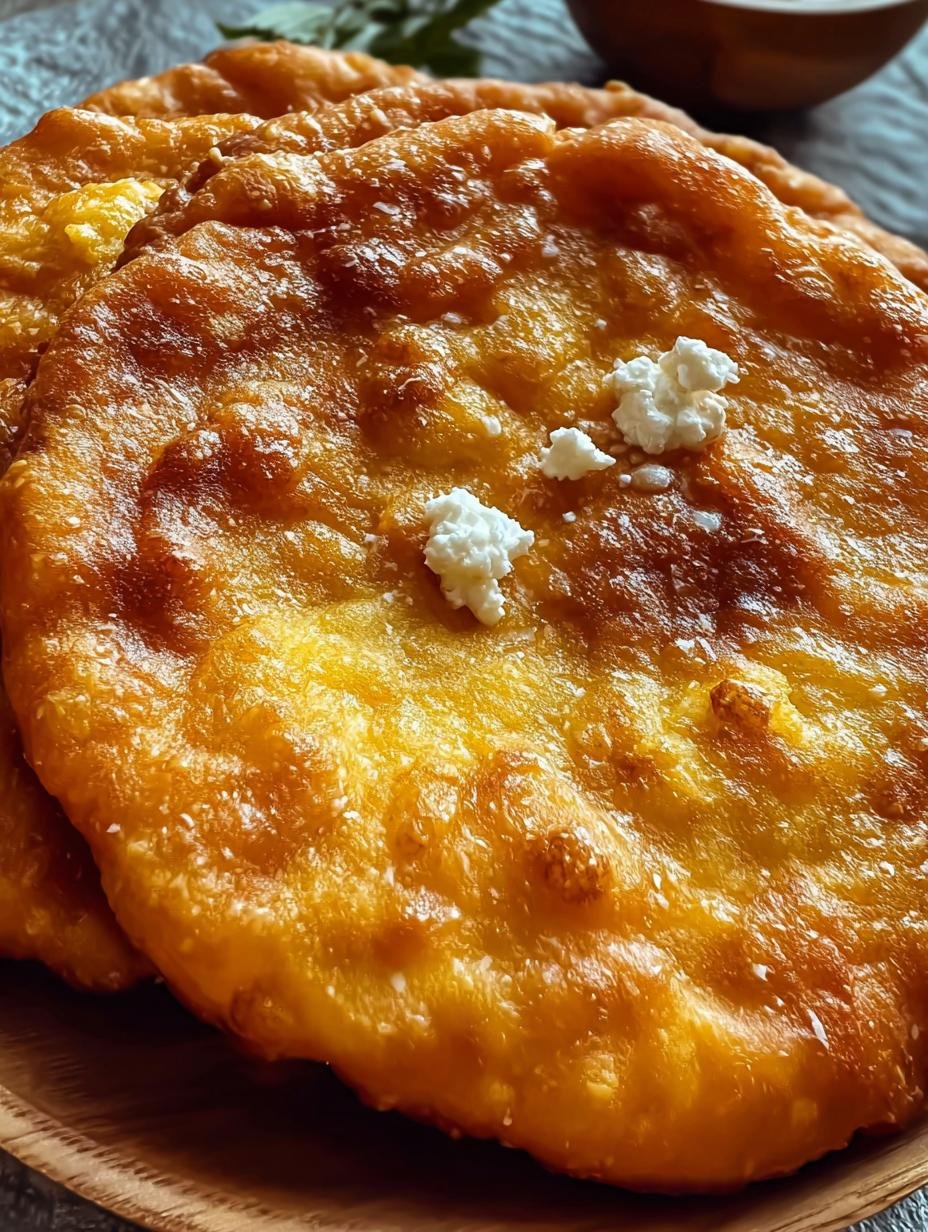 A close-up of a single piece of Navajo Fry Bread, perfectly golden and puffed, with a light dusting of powdered sugar, ready to be enjoyed.