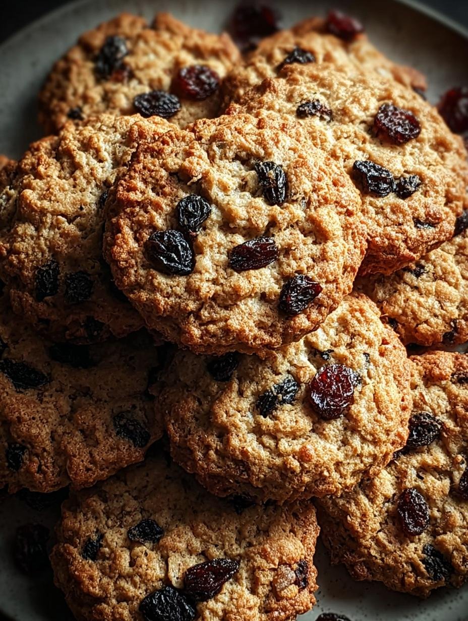Delicious 180 Calorie Oatmeal Raisin Cookies fresh from the oven, golden brown and perfectly chewy