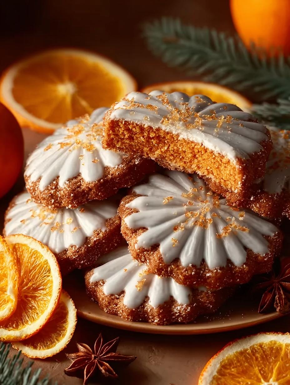 Delicious Orange Clove Christmas Cookies decorated and ready to serve