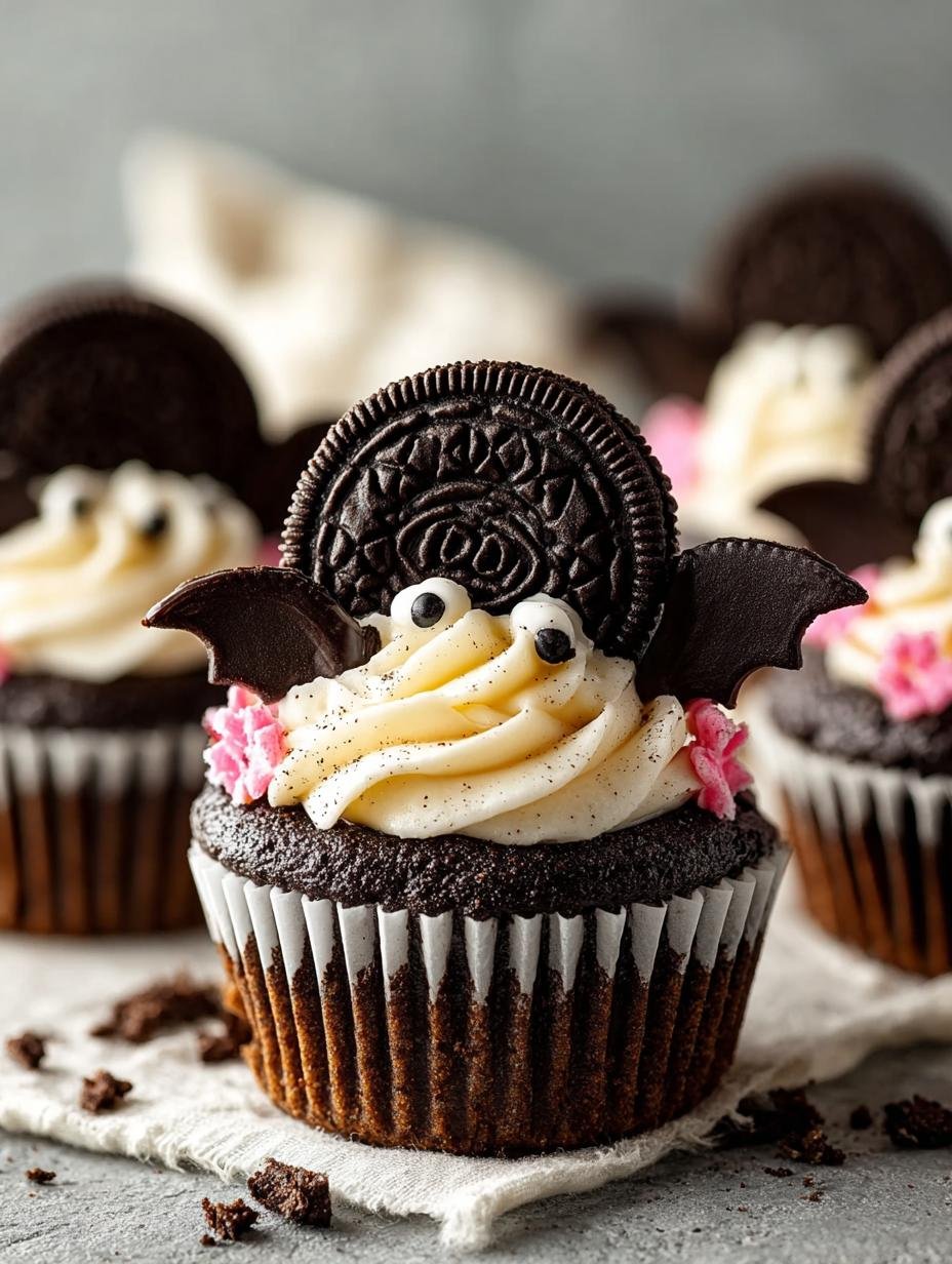Oreo Bat Cupcakes: 12 Spooky Treats for Halloween Fun - Oreo Bat Cupcakes - additional detail