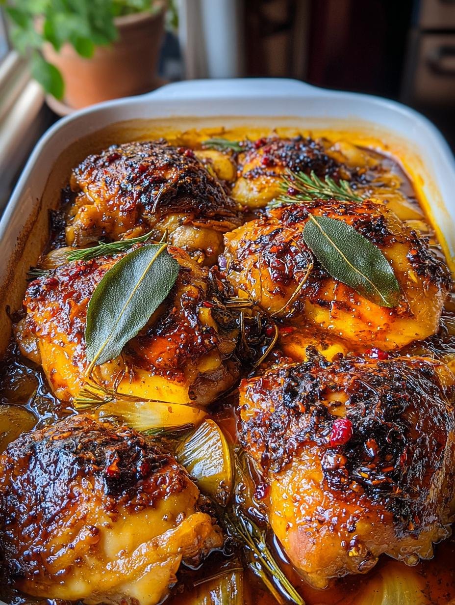 Delicious Tender Chicken Thighs Crockpot dish served with fresh herbs