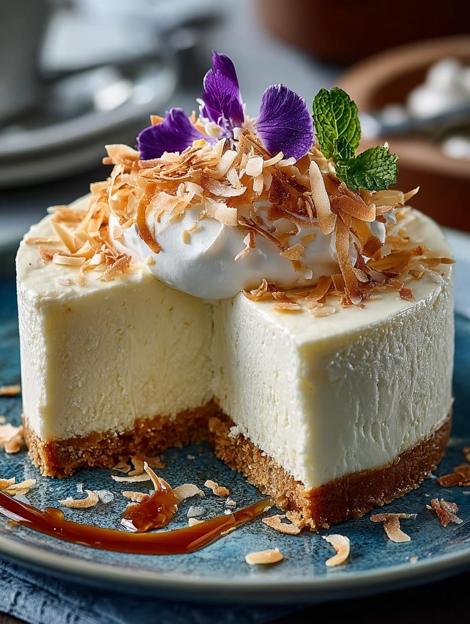 Delicious Tropical Coconut Cheesecake Recipe for Summer - Tropical Coconut Cheesecake - main visual representation