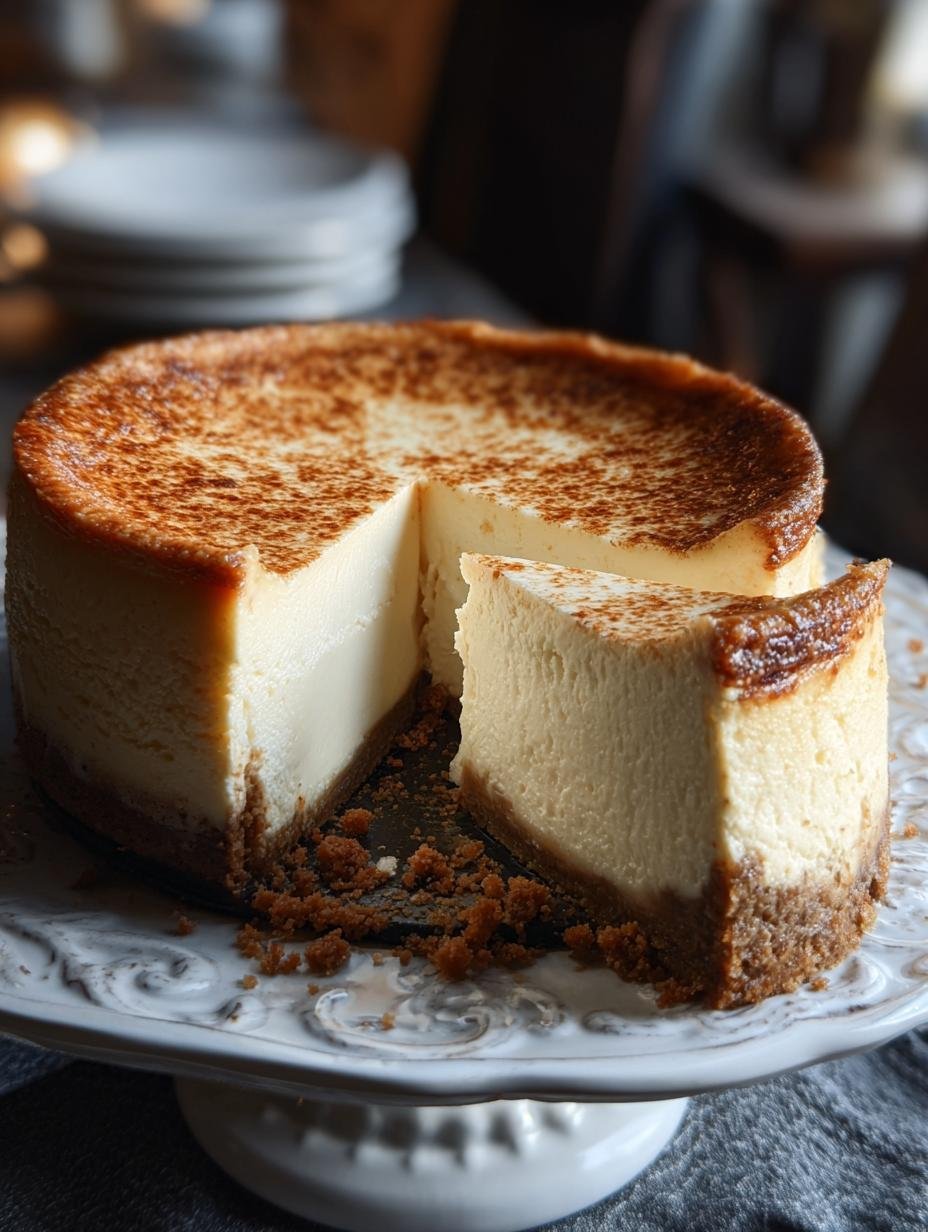 Delicious Vanilla Bean Brown Butter Cheesecake slice with a creamy texture