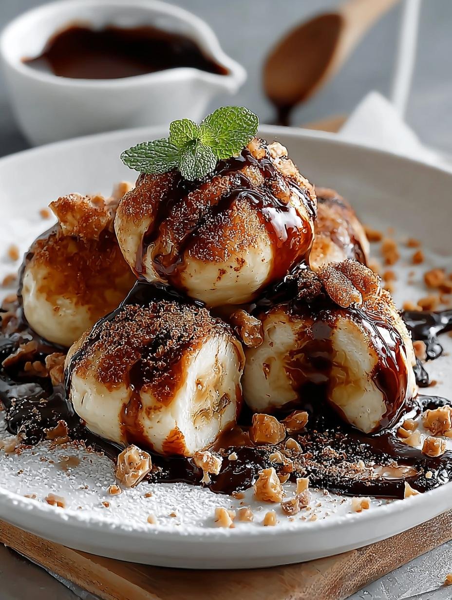 Banana Cinnamon Dumplings with Choc Nutella Sauce Delight - Banana Cinnamon Dumplings with - main visual representation