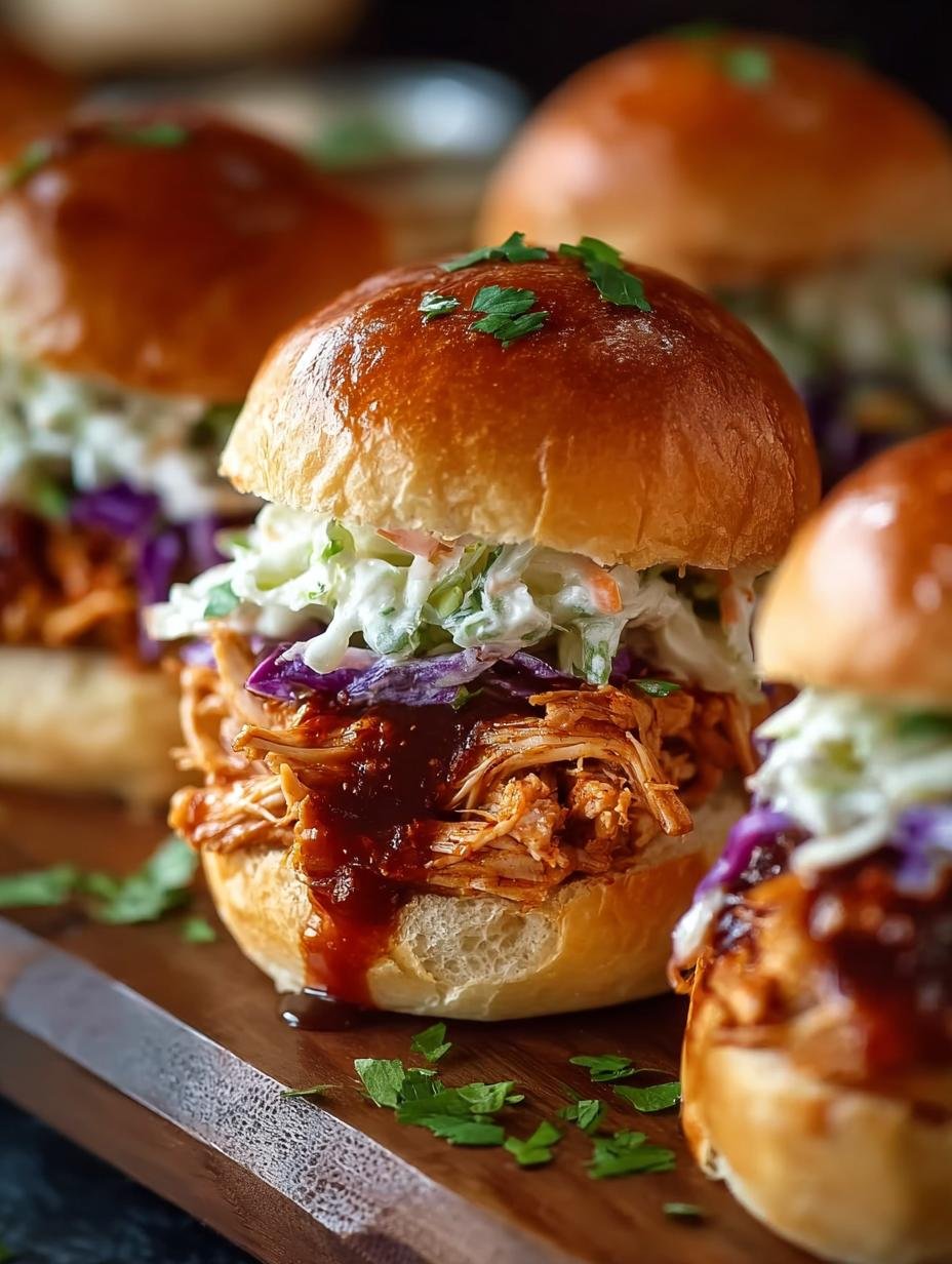 Delicious Bbq Chicken Sliders with toppings ready to serve