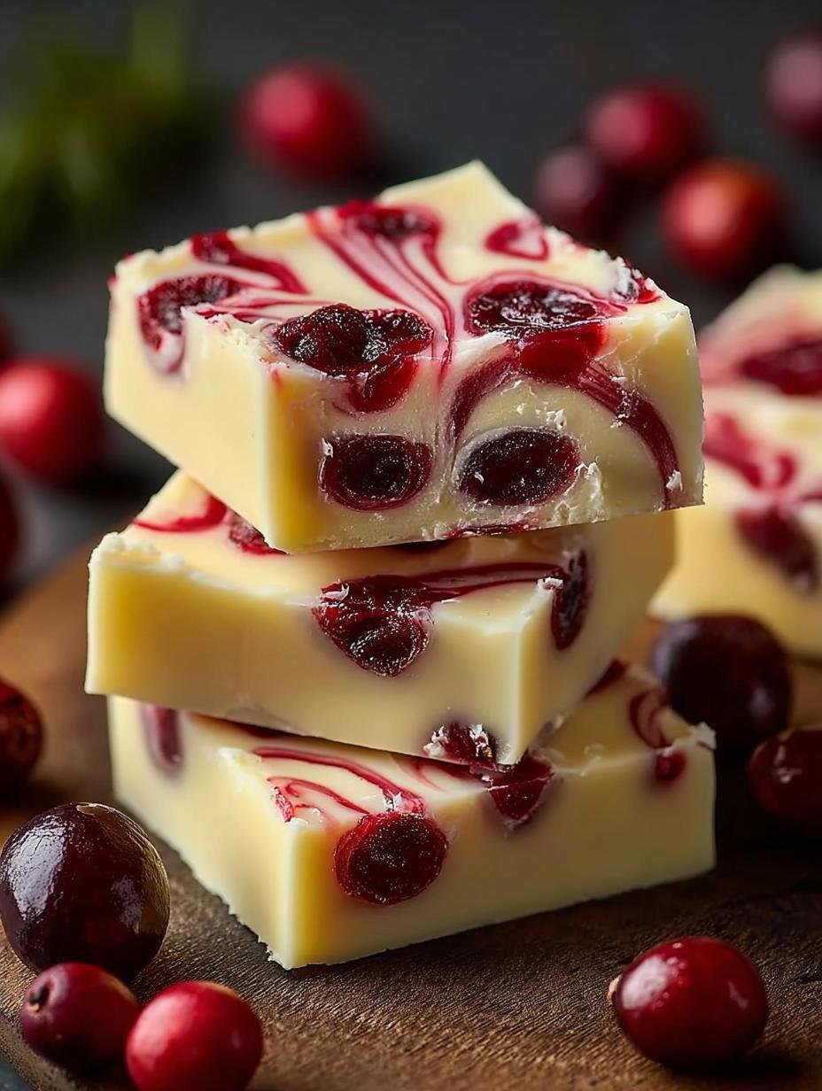 Cranberry Swirl White Chocolate Fudge Delight