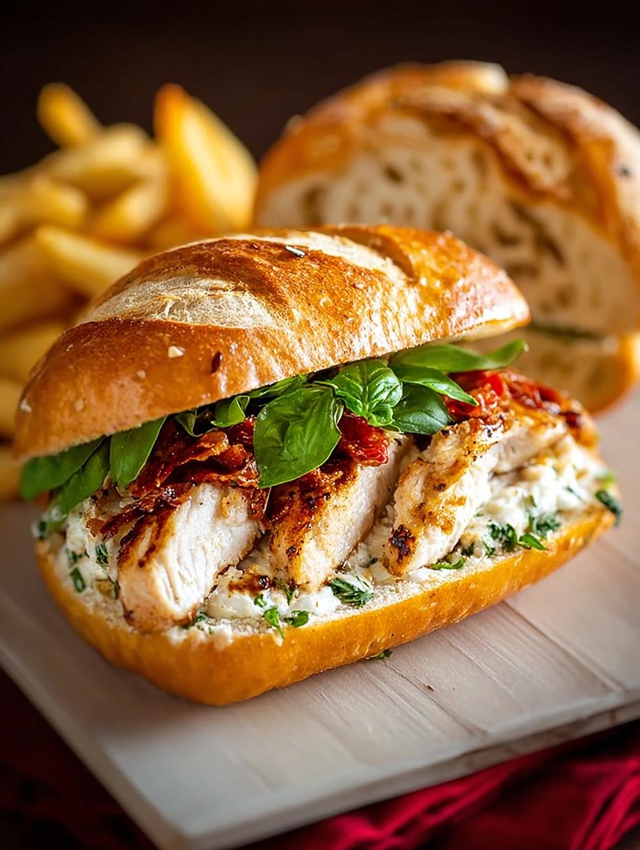 Delicious Italian Chicken Sandwiches with Sun-Dried Tomatoes - Italian Chicken Sandwiches - main visual representation