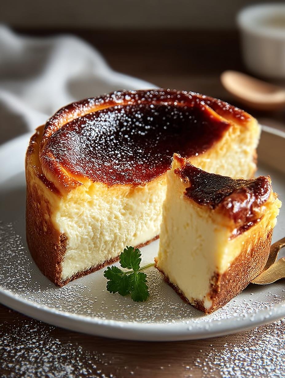 Delicious London Fog Basque Cheesecake with Sauce - London Fog Basque Cheesecake - main visual representation