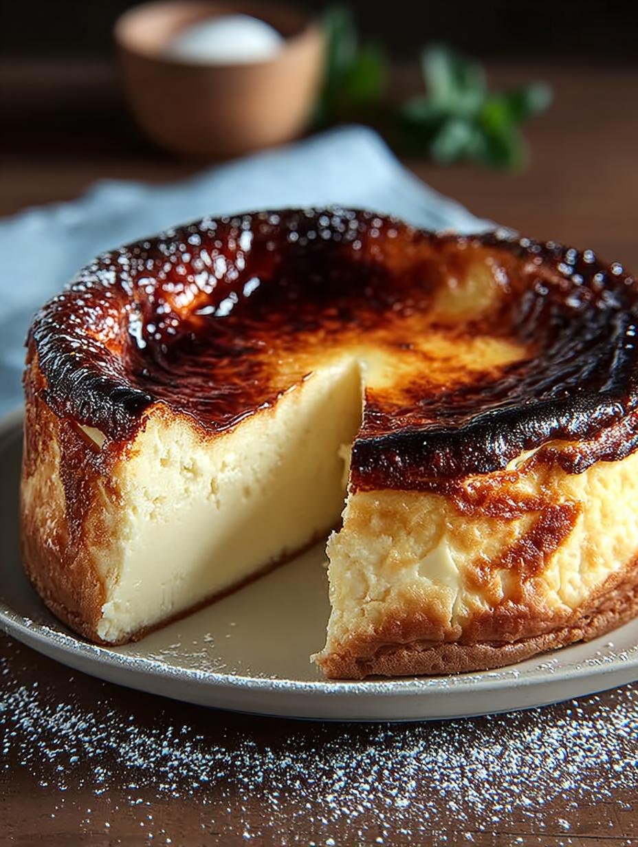 Delicious London Fog Basque Cheesecake with Sauce