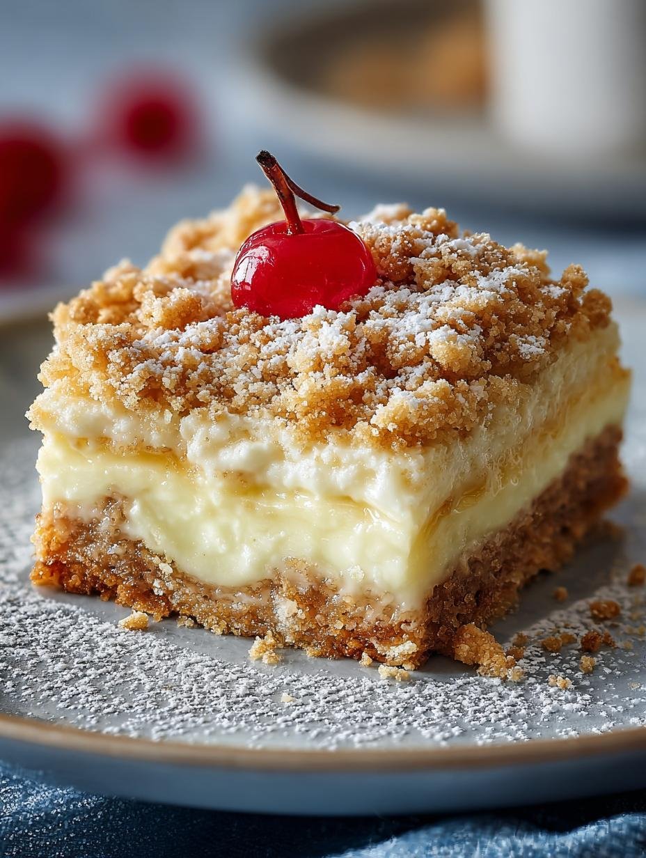 Irresistible White Chocolate Crumble Slice with creamy filling and golden crumble topping