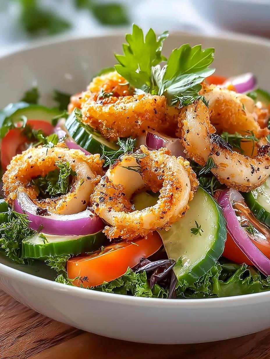 Delicious Baby Calamari Garden Salad for Summer Fun - Baby Calamari Garden Salad - additional detail