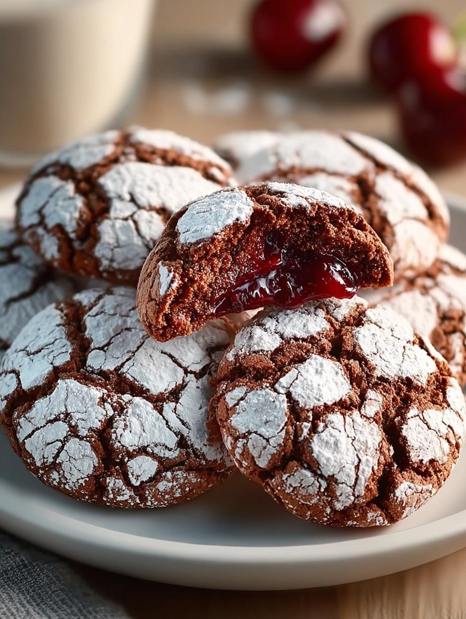 Delicious Cherry Chocolate Crinkle Cookies Recipe