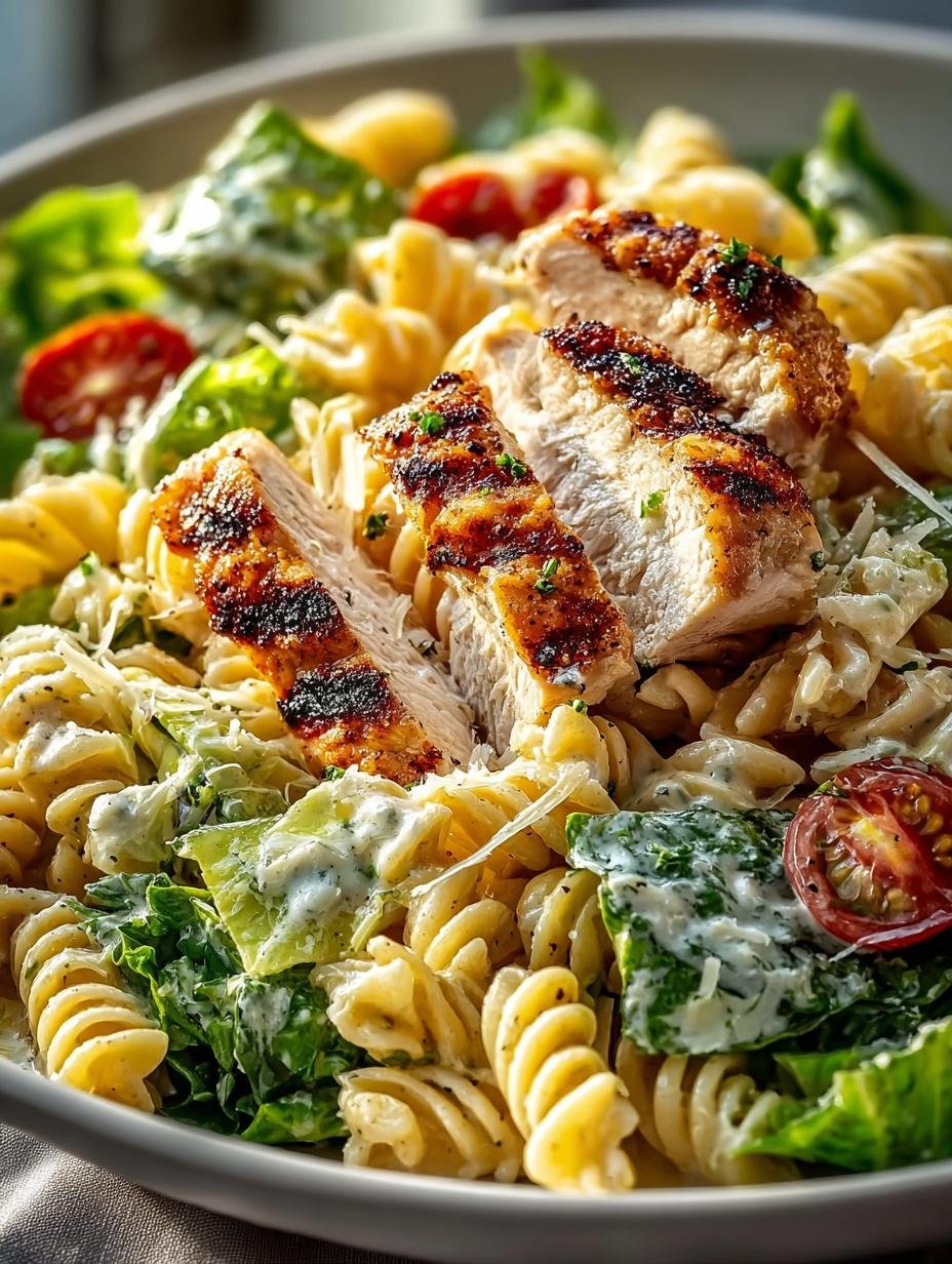 Delicious Chicken Caesar Pasta Salad in 25 Minutes - Chicken Caesar Pasta Salad - main visual representation