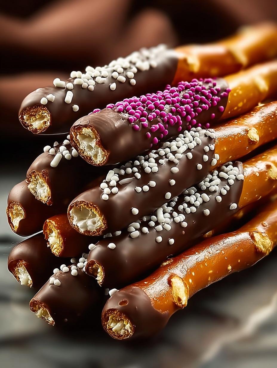Irresistible Chocolate Dipped Pretzel Rods in 5 Minutes - Chocolate Dipped Pretzel Rods - additional detail