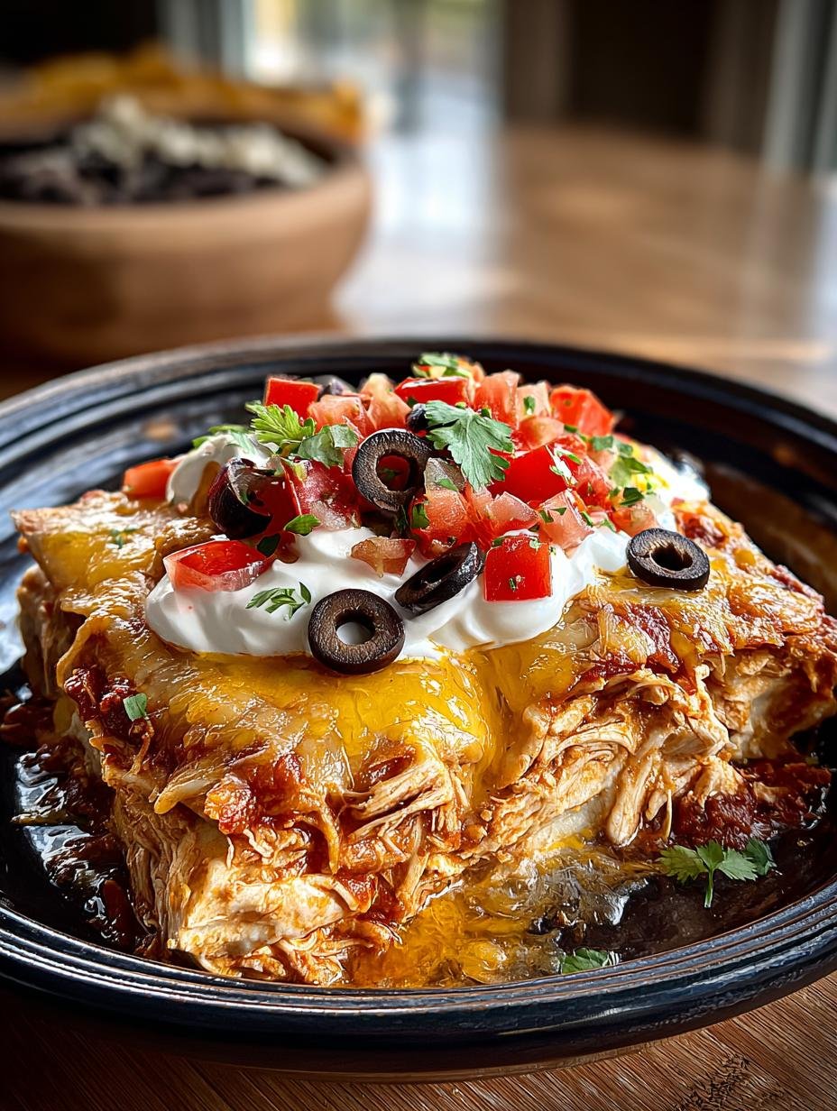 Crockpot Chicken Enchilada Casserole: 6 Layers of Comfort - Crockpot Chicken Enchilada Casserole - additional detail