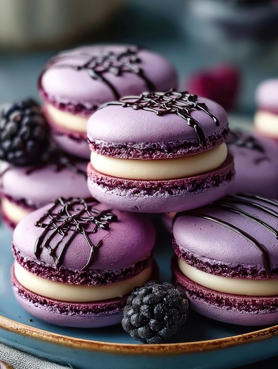 Delectable Blackberry Macarons