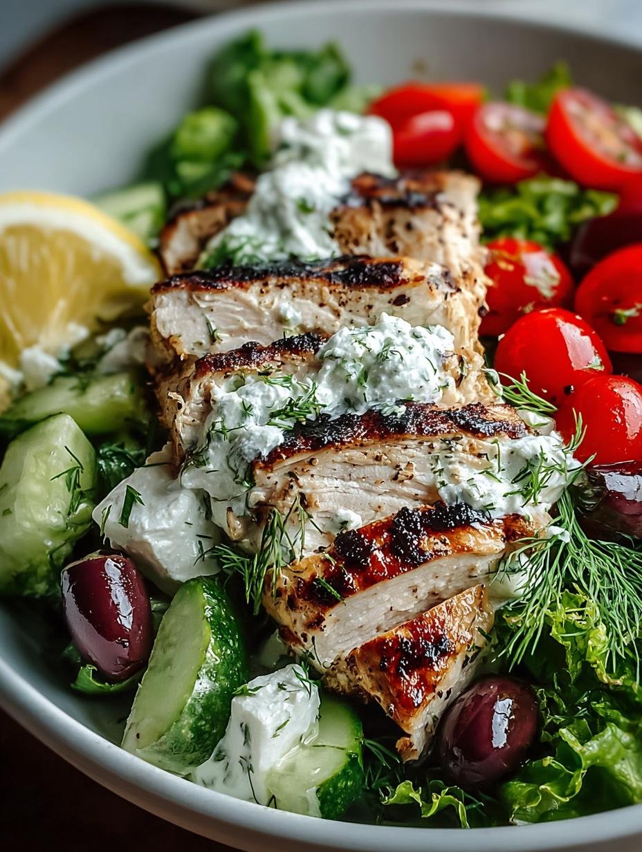 Delicious Greek Tzatziki Chicken Salad Bowl Recipe - Greek Tzatziki Chicken Salad - additional detail