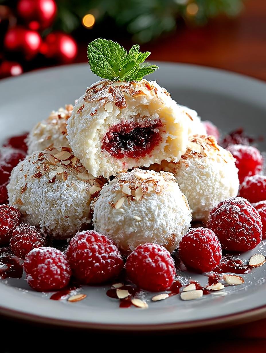 Raspberry Filled Almond Snowball Cookies: 24 Ways to Indulge