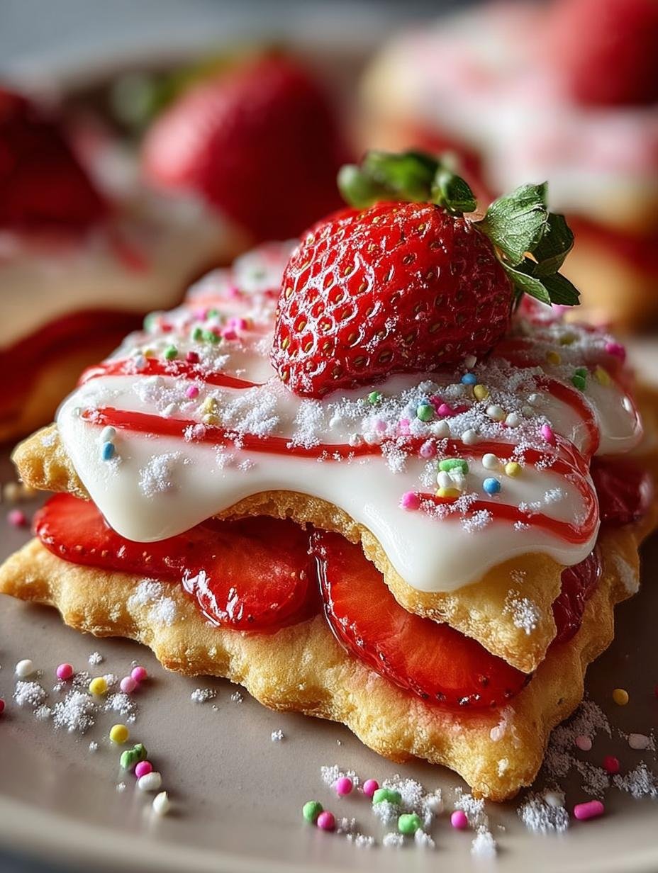 Irresistible Strawberry Pop Tart Sugar cookies fresh from oven on cooling rack