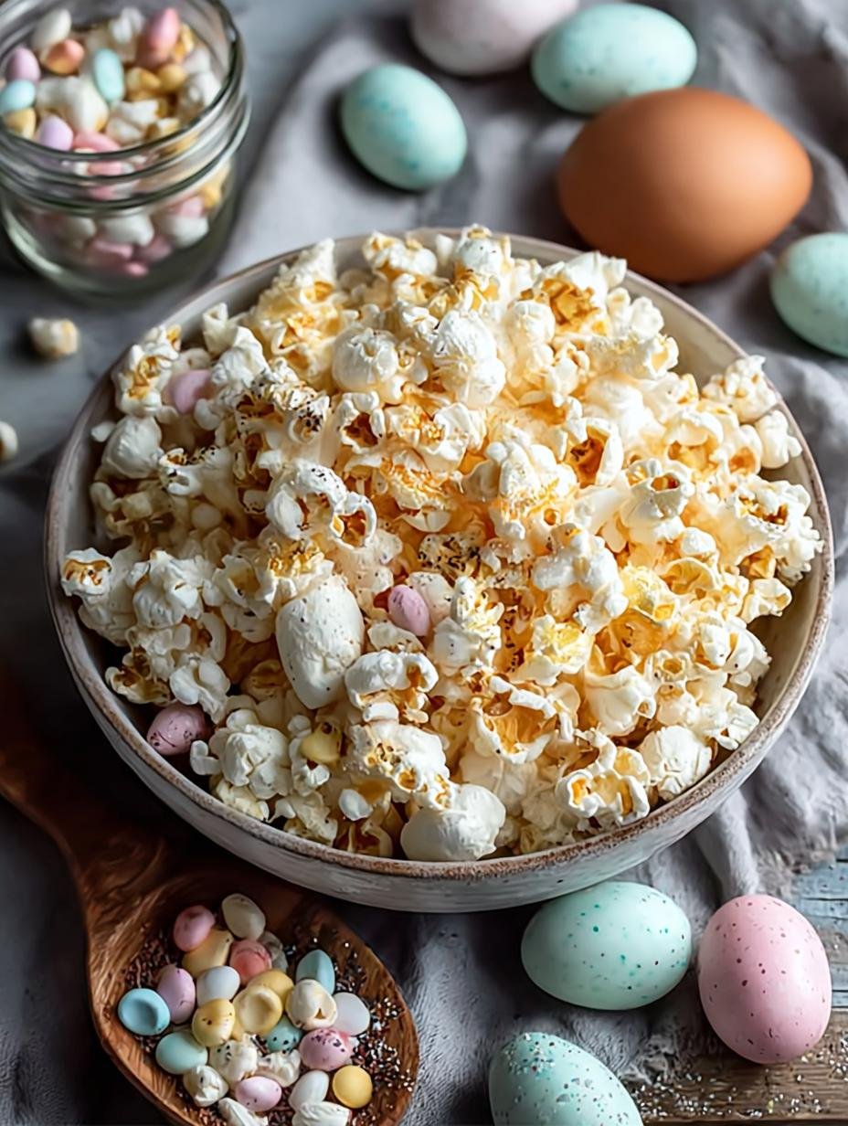 Delicious Easter Popcorn Mix with Colorful Treats