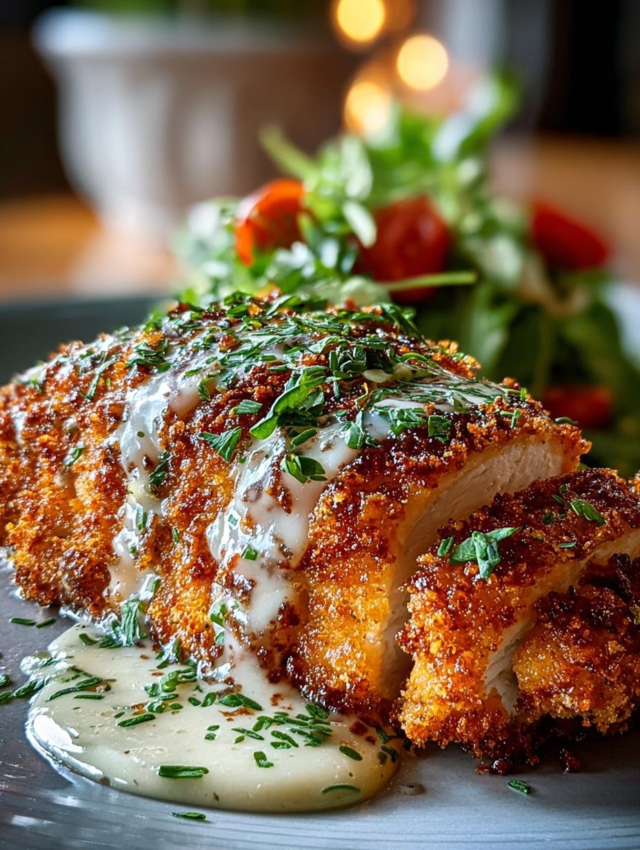Irresistible Crispy Parmesan Chicken with Garlic Sauce - Irresistible Crispy Parmesan Chicken - main visual representation