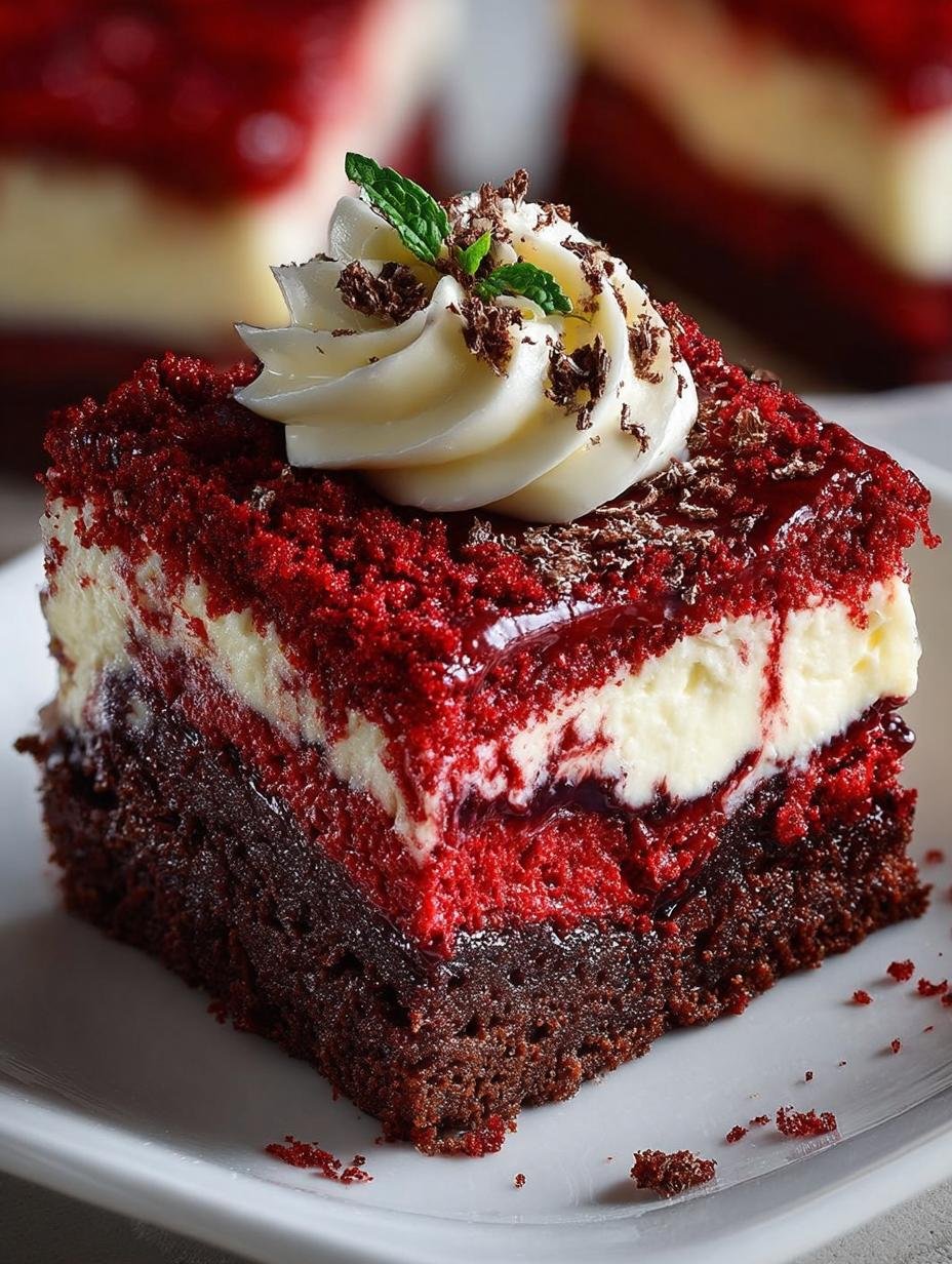 Irresistible Red Velvet Cream Brownies in 35 Minutes