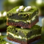 Matcha Brownies with White