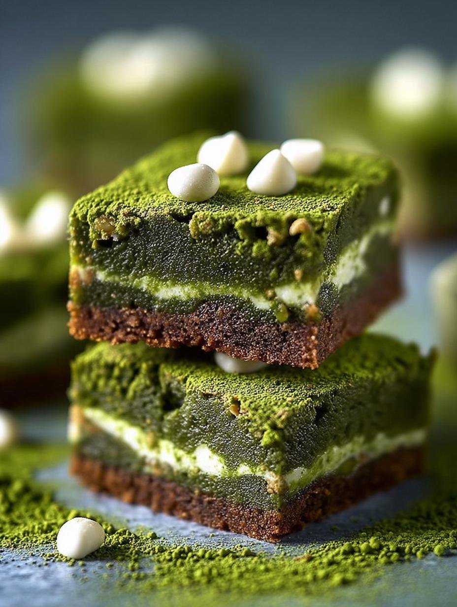 Matcha Brownies with White