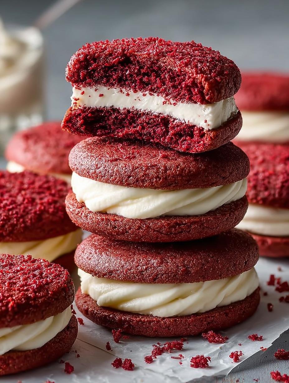 Irresistible Red Velvet Sandwich Cookies with Cream Cheese - Red Velvet Sandwich Cookies - main visual representation
