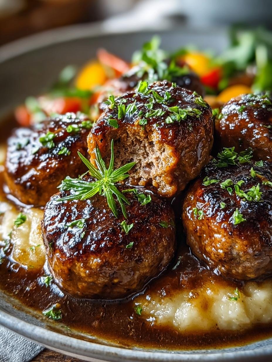 Delicious Salisbury Steak Meatballs with Gravy - Salisbury Steak Meatballs - main visual representation