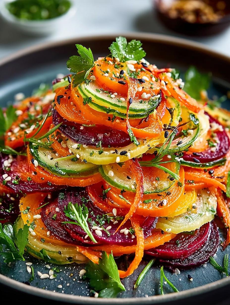 Irresistible Shaved Rainbow Carrot Sesame Salad