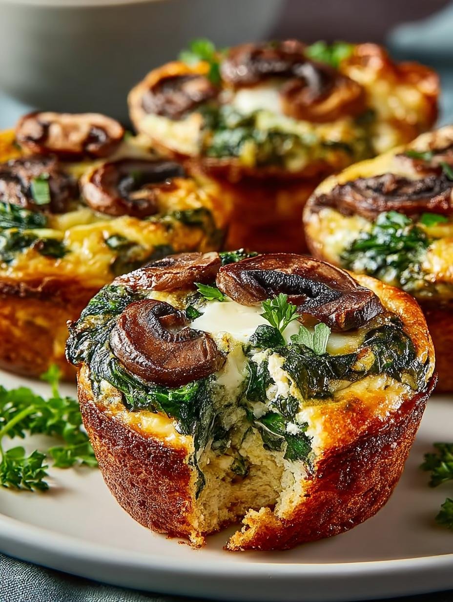 Spinach Mushroom Quiche Muffins