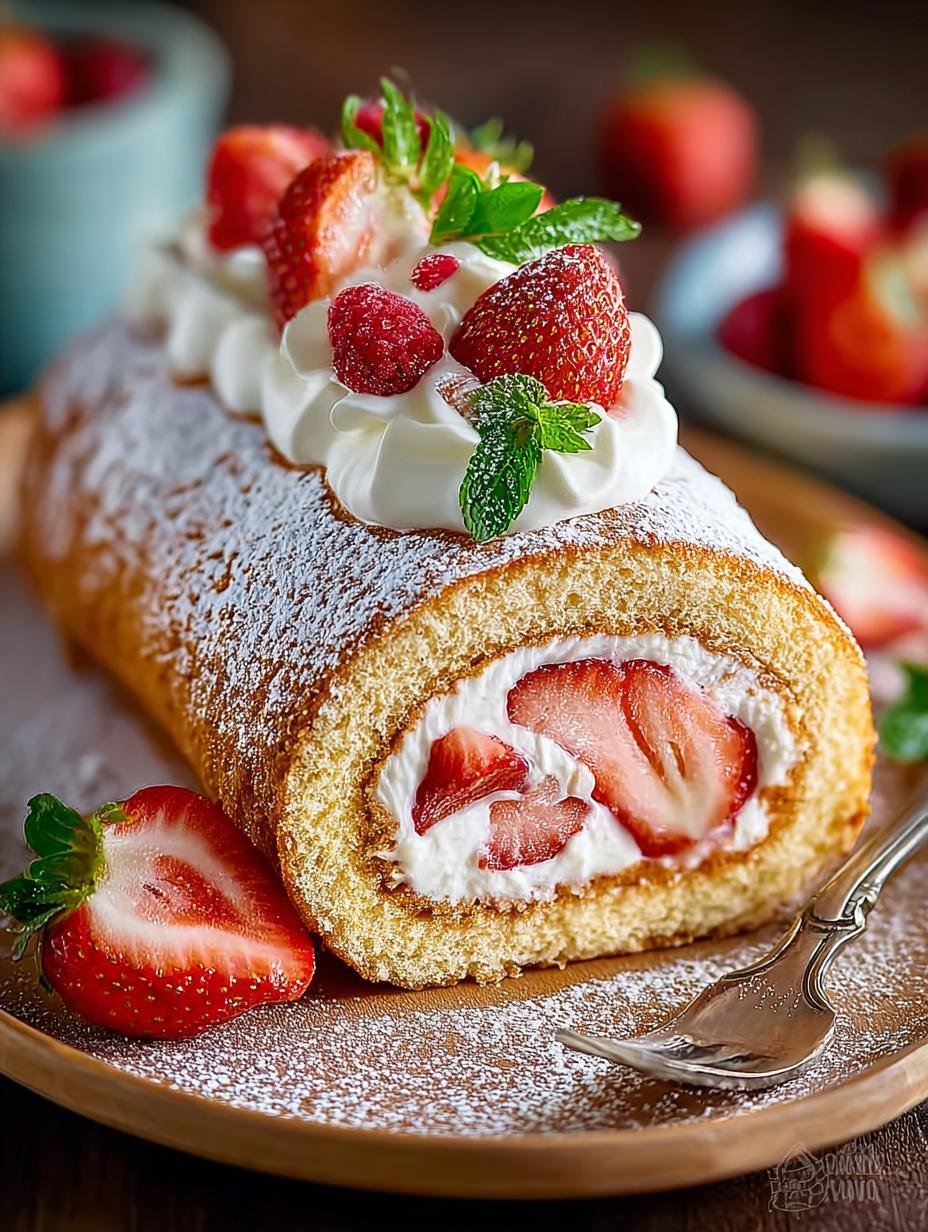 Irresistible Strawberry Swiss Roll Cake Recipe - Strawberry Swiss Roll Cake - additional detail