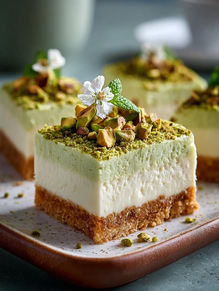 Pistachio Cream Cheesecake Bars