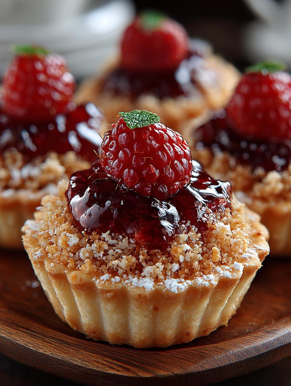 Raspberry Jam Bar Tartlets with Coconut Crumble Delight - Raspberry Jam Bar Tartlets - additional detail